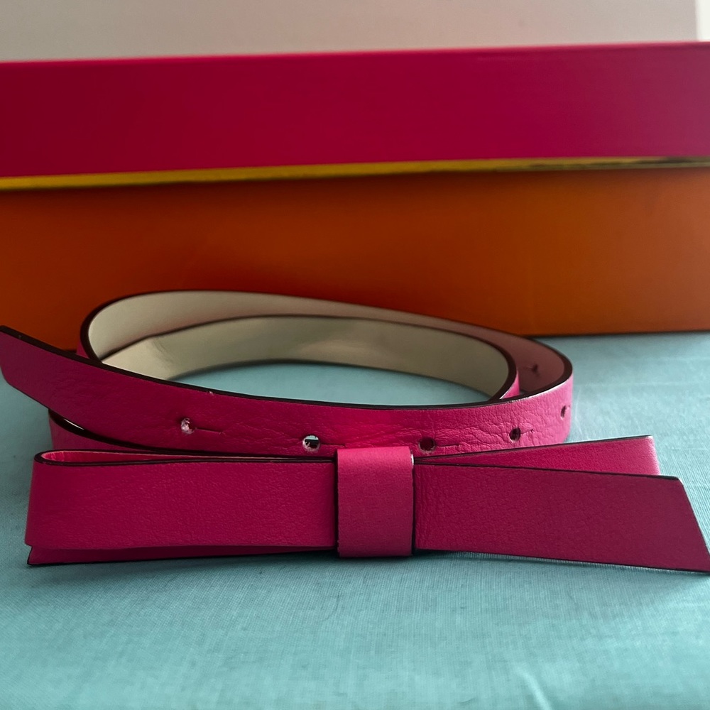 Kate Spade Bright Pink Leather Bow Belt - Size Medium